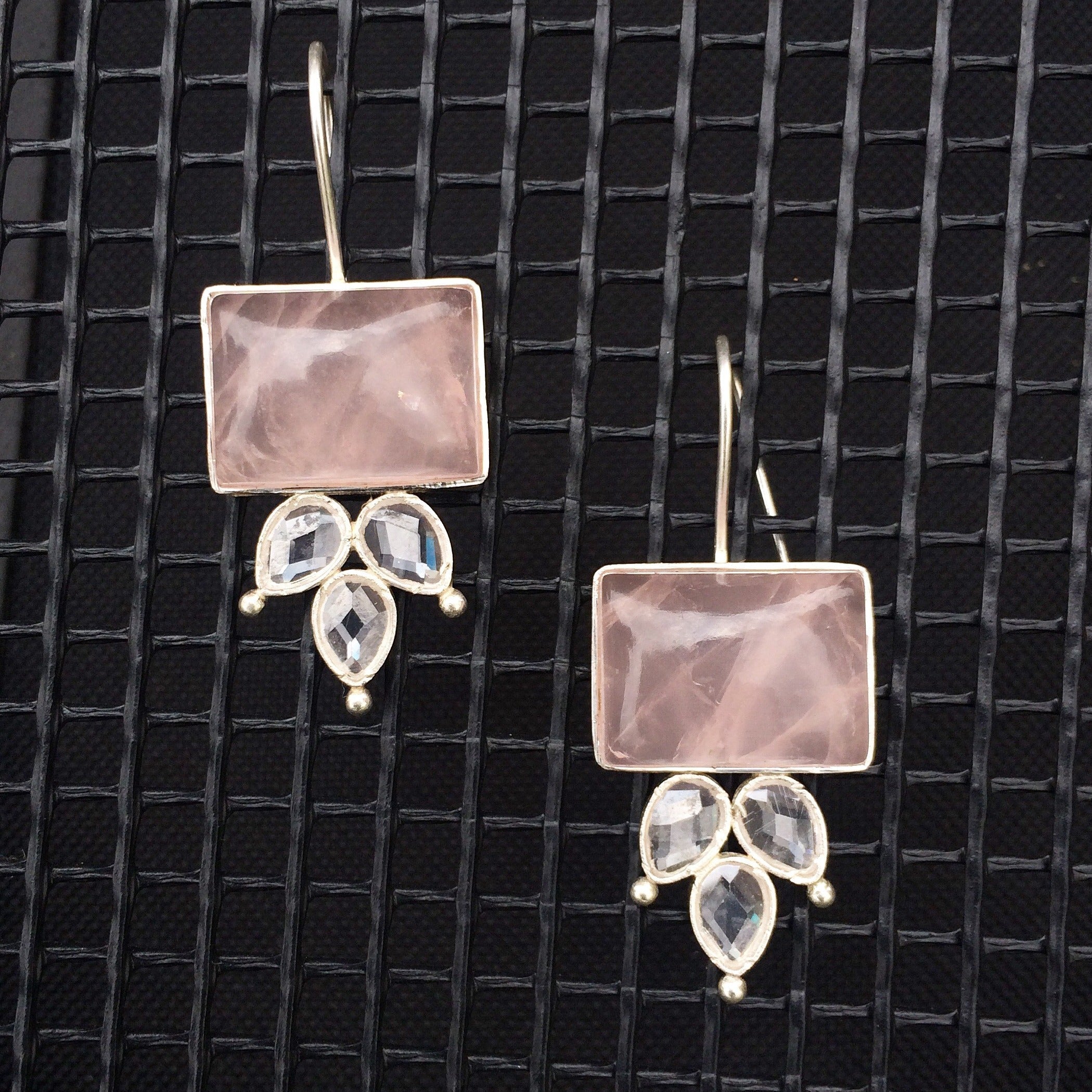 Rose Quartz hook earrings