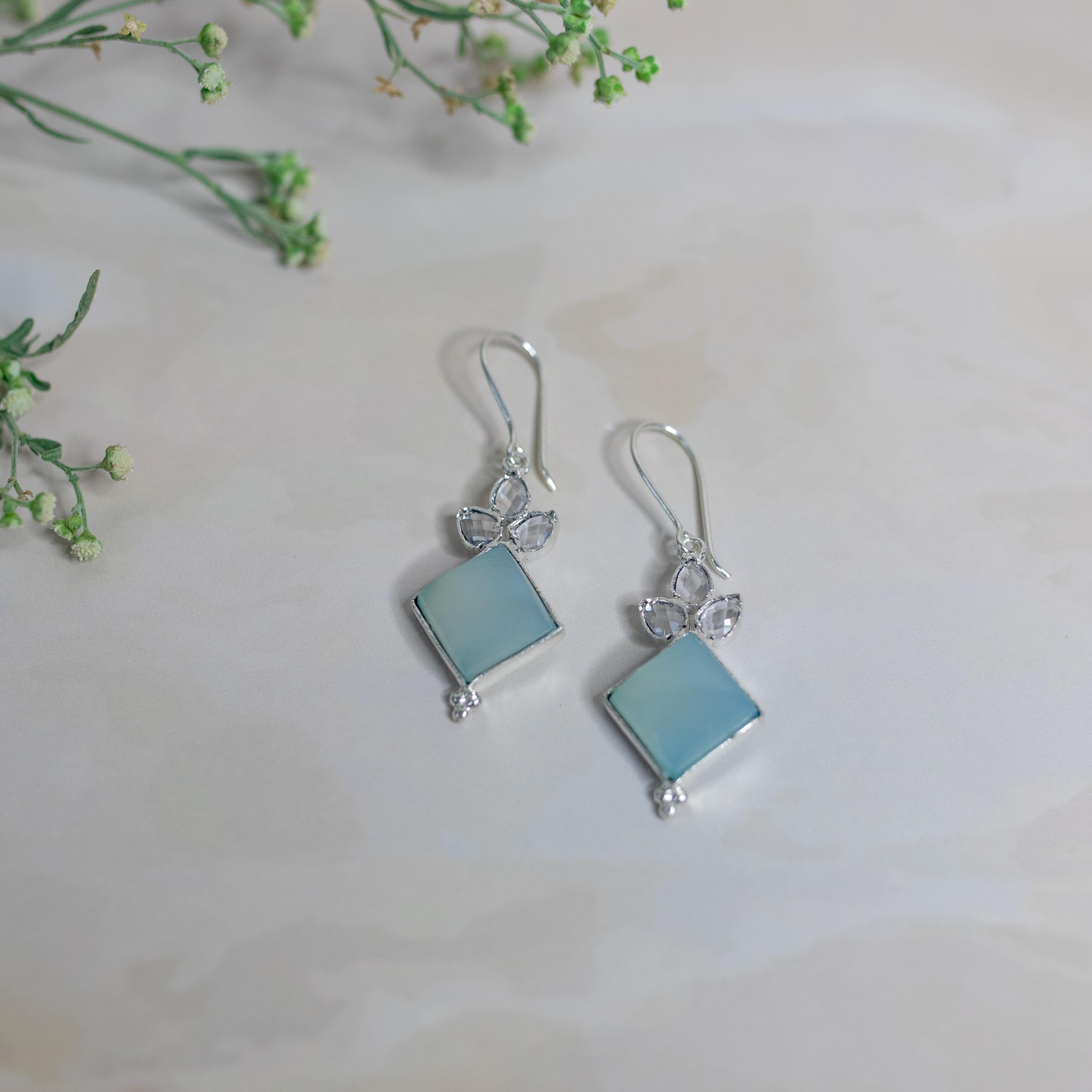 Glass Polki With Aqua Chaly Earring