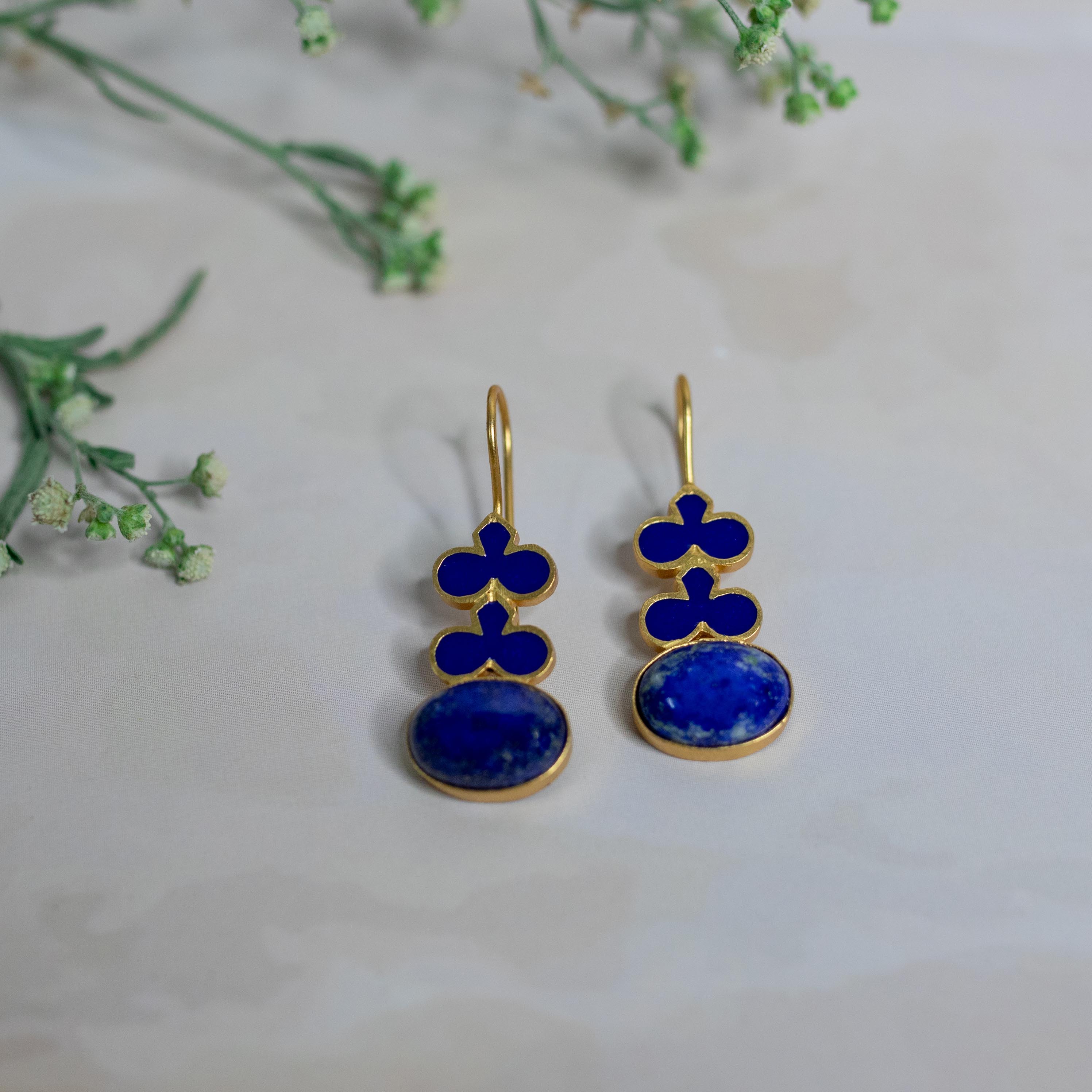 Multicolor Enamel Earrings With Gemstone