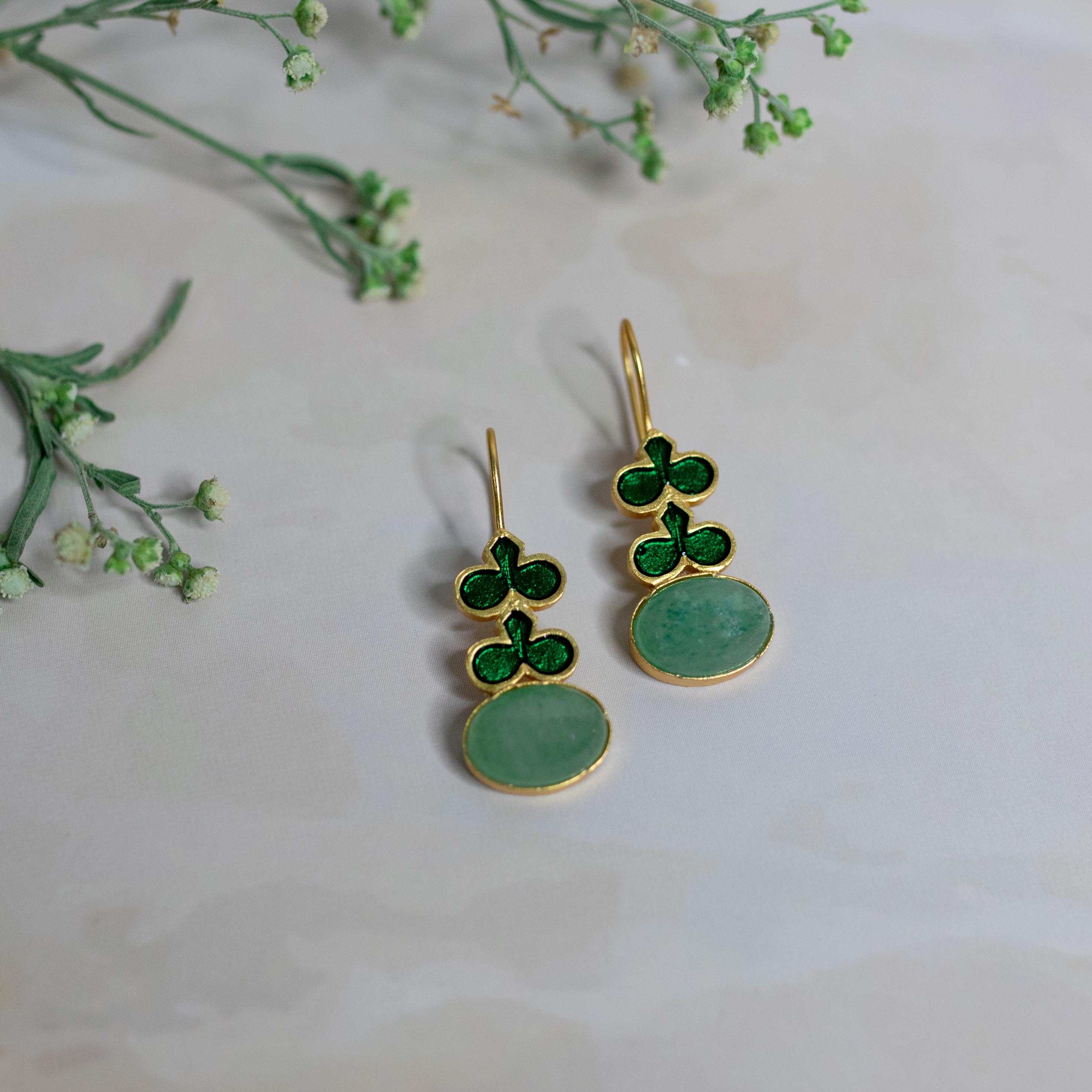 Multicolor Enamel Earrings With Gemstone