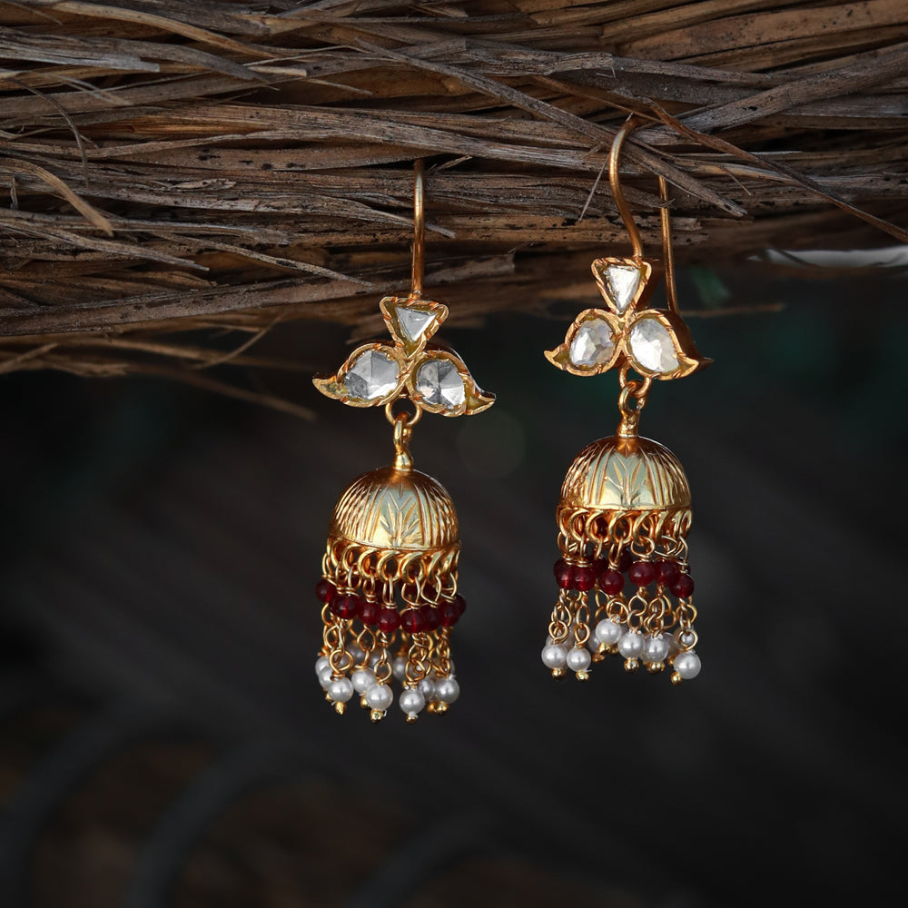Gold plated polki jhumki