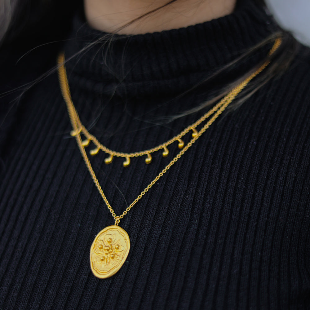 Double layer gold plated necklace