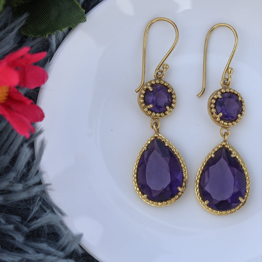 Gold plated Amethyst earrings