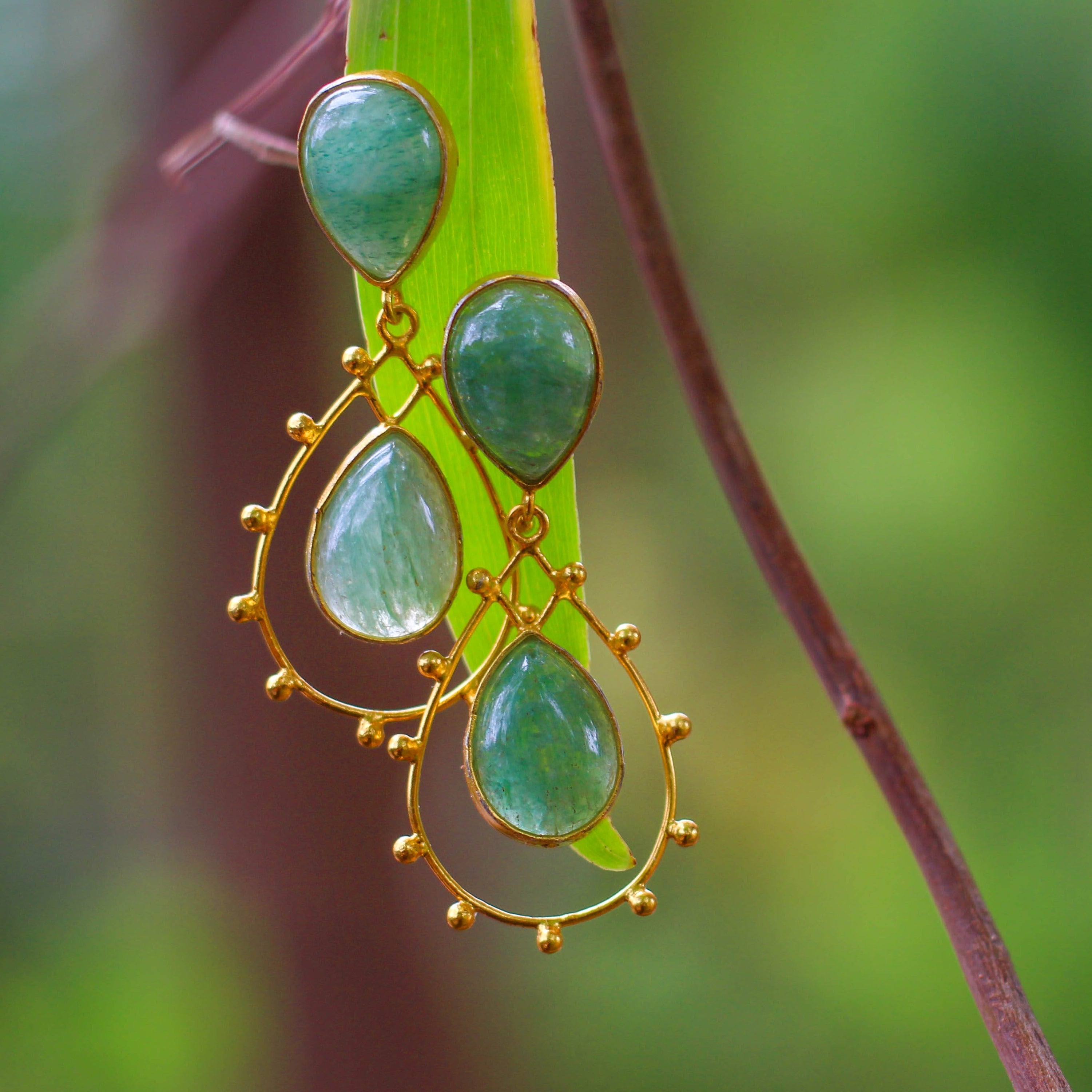 Grapes Aventurine Drop Dangle Earrings