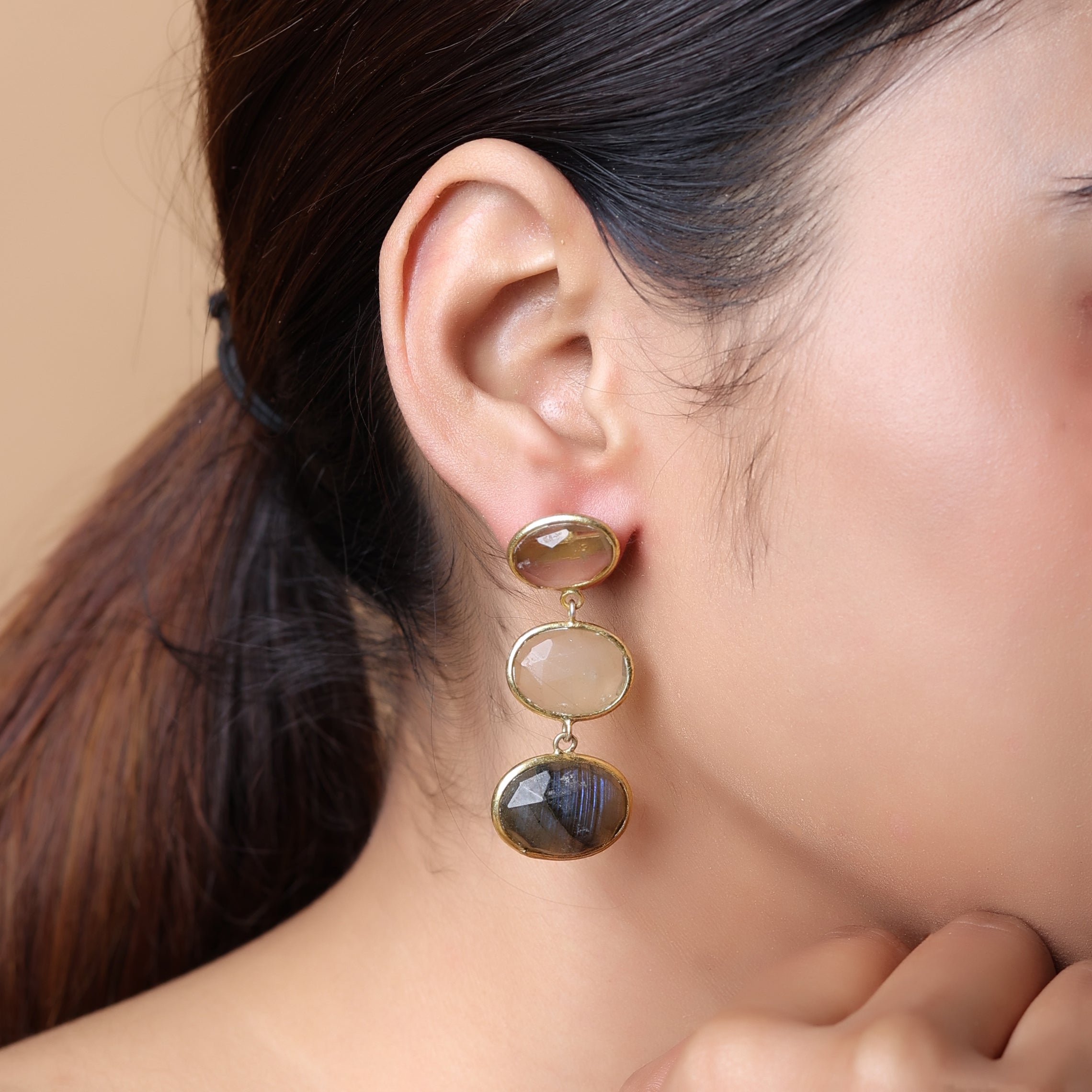 Labradorite studs