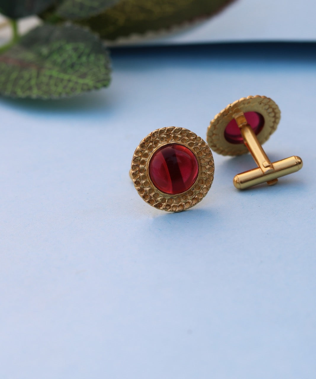 Red Quartz hammered cufflinks