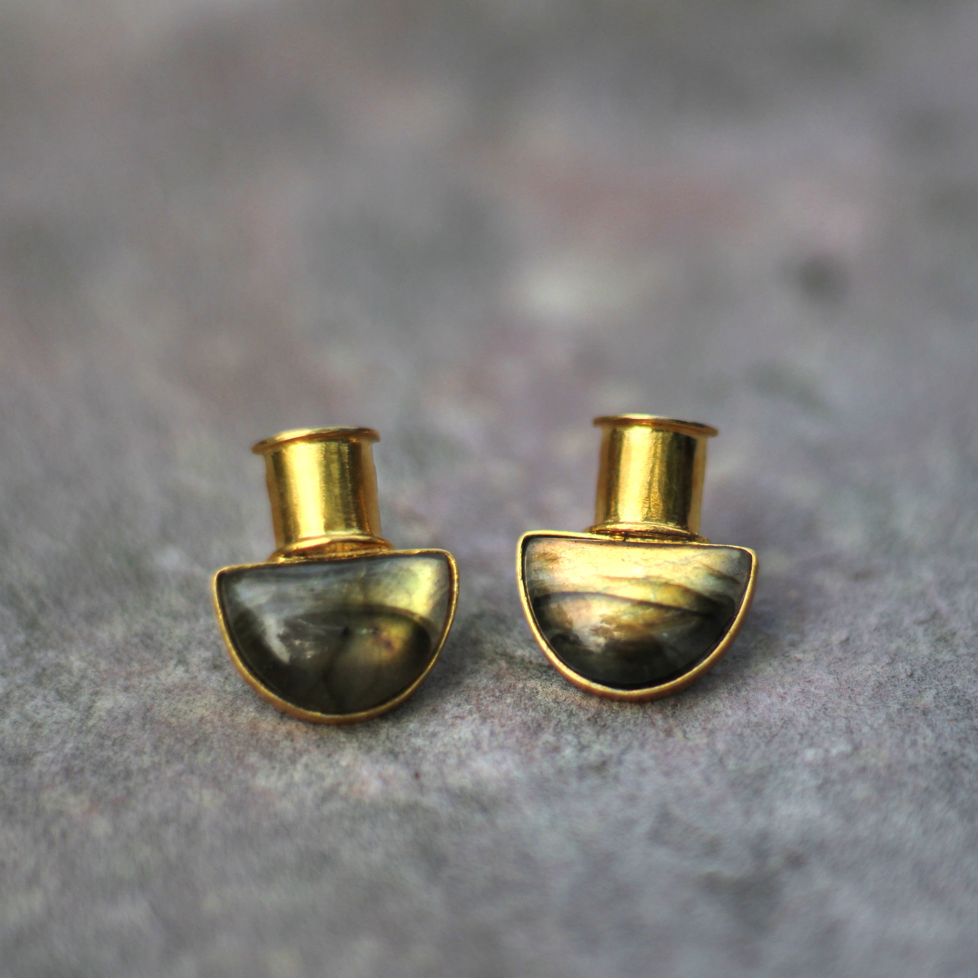 Labradorite Gemstone Gold Filled Ear Studs