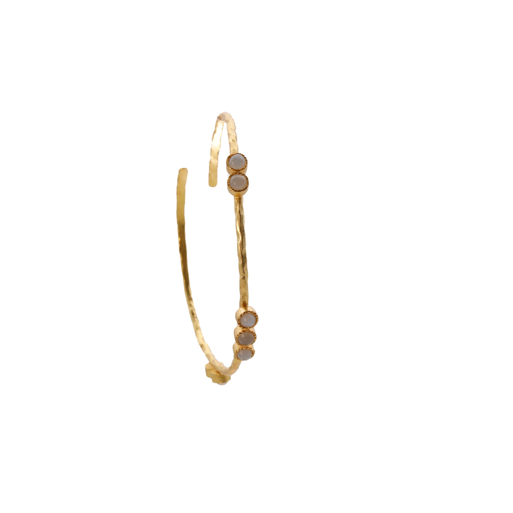 Gold Hammered Moonstone Bracelet