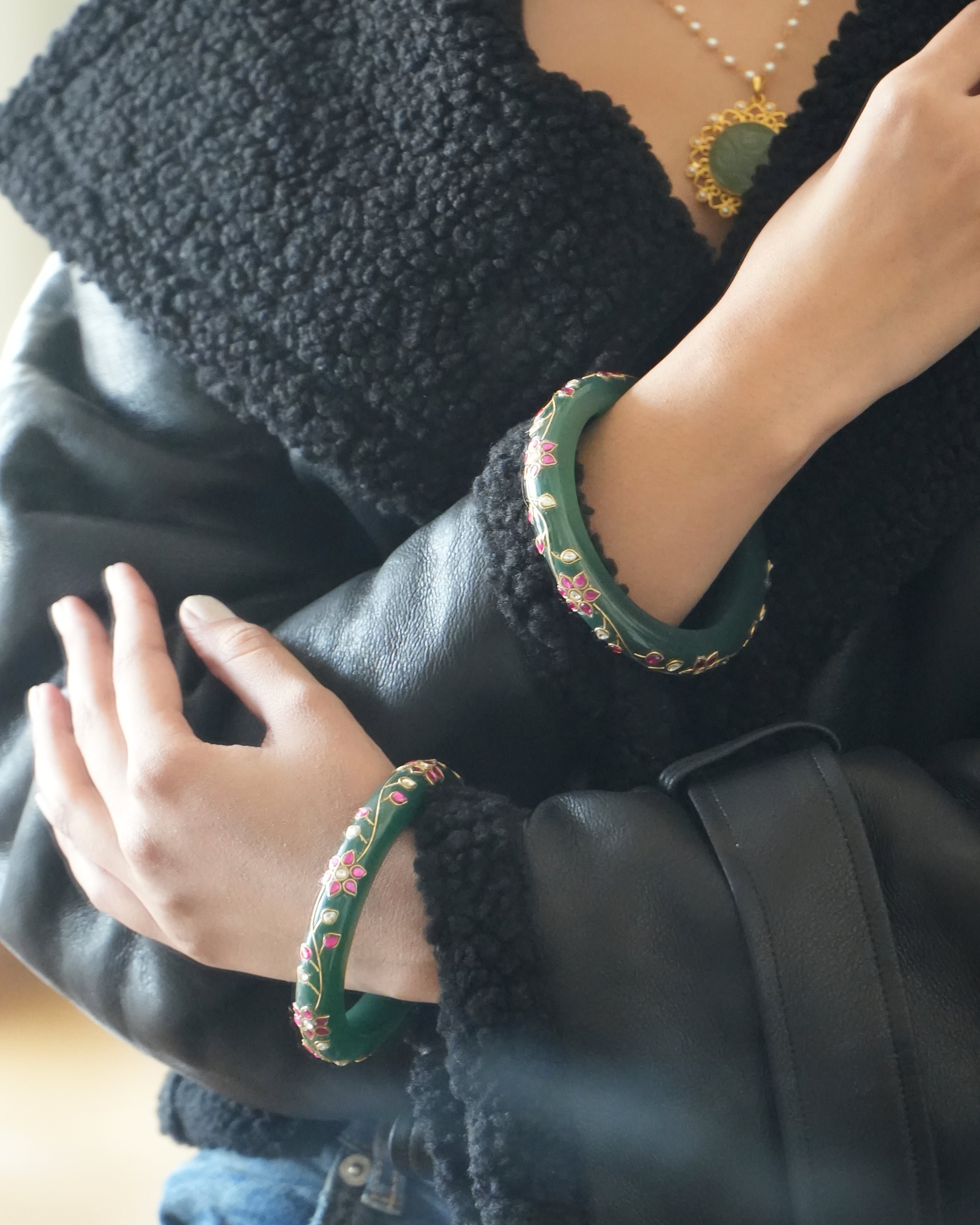 Stone Bangle (Dark Green)