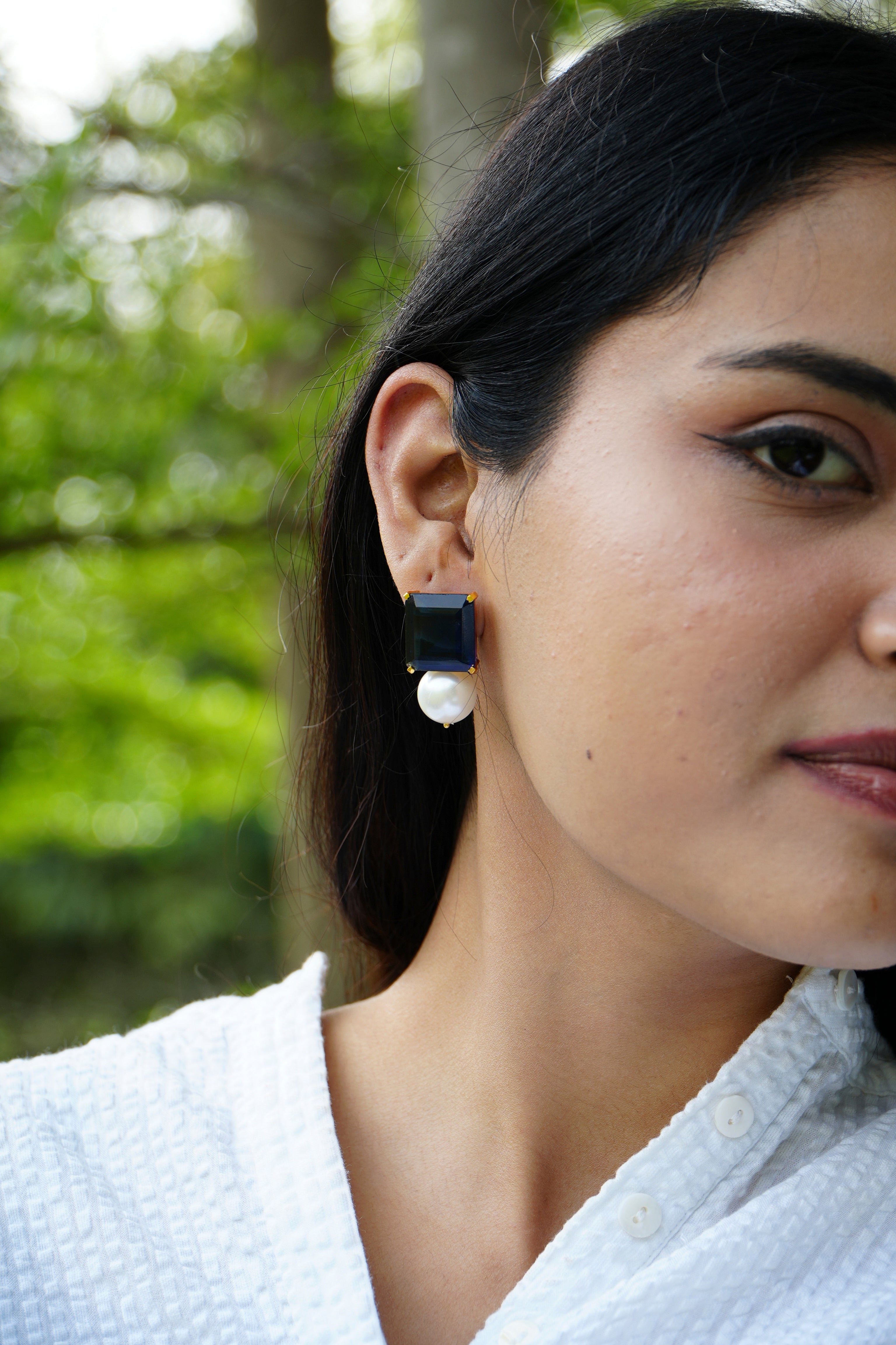 Pearl Earrings (Blue)