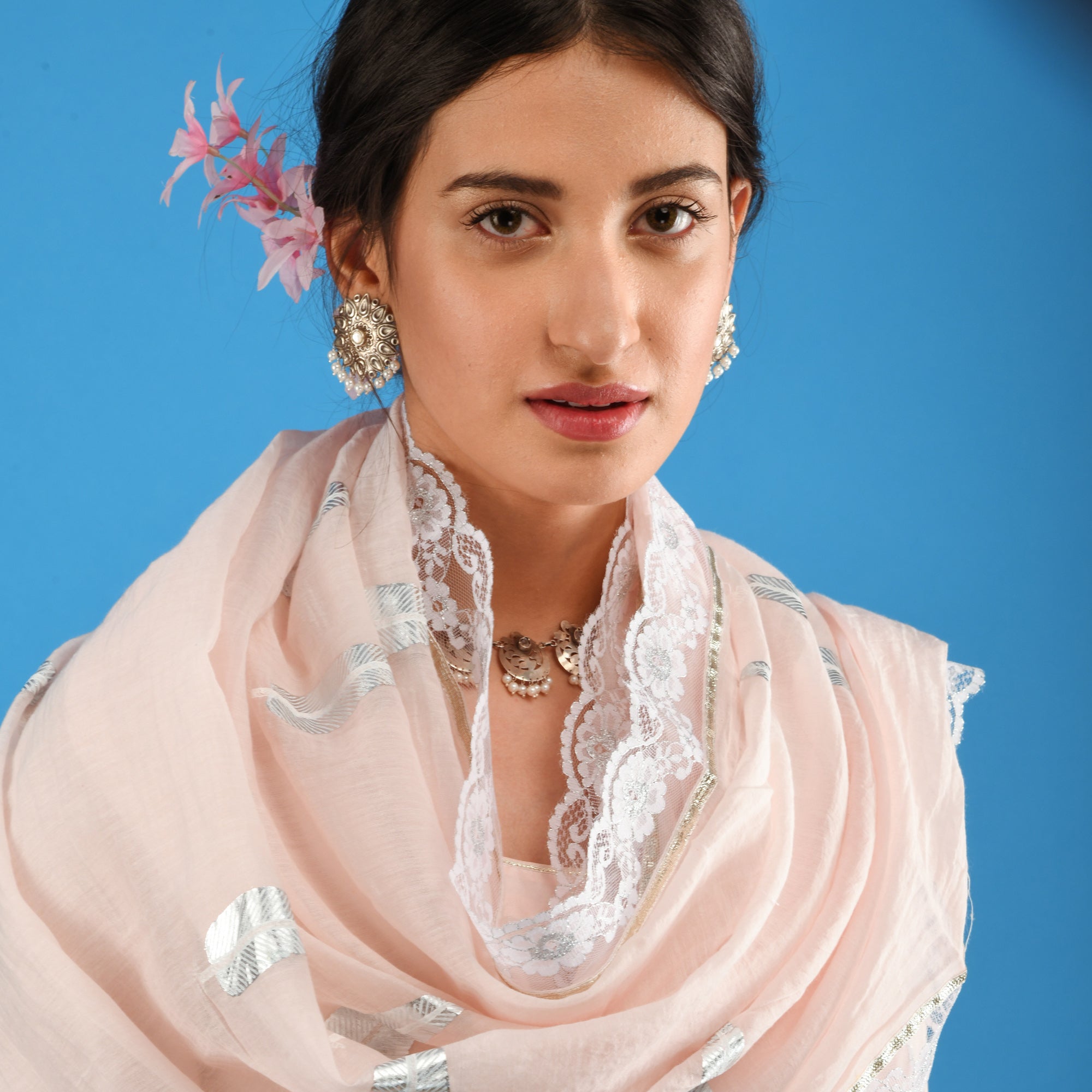 Silver karnphool With Pearl
