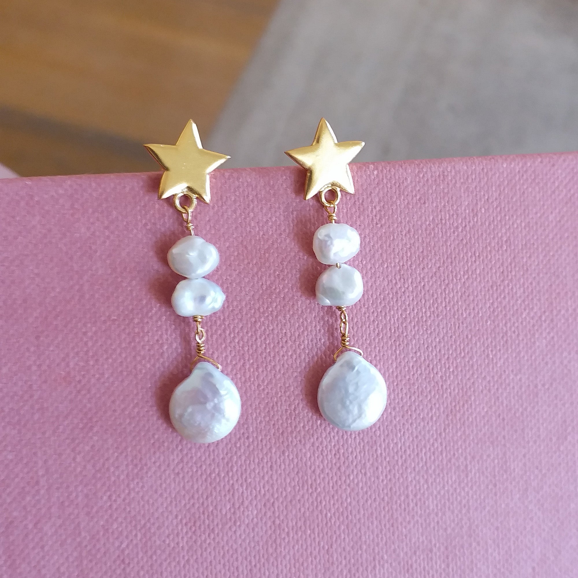 Three Drop Pearl Earrings