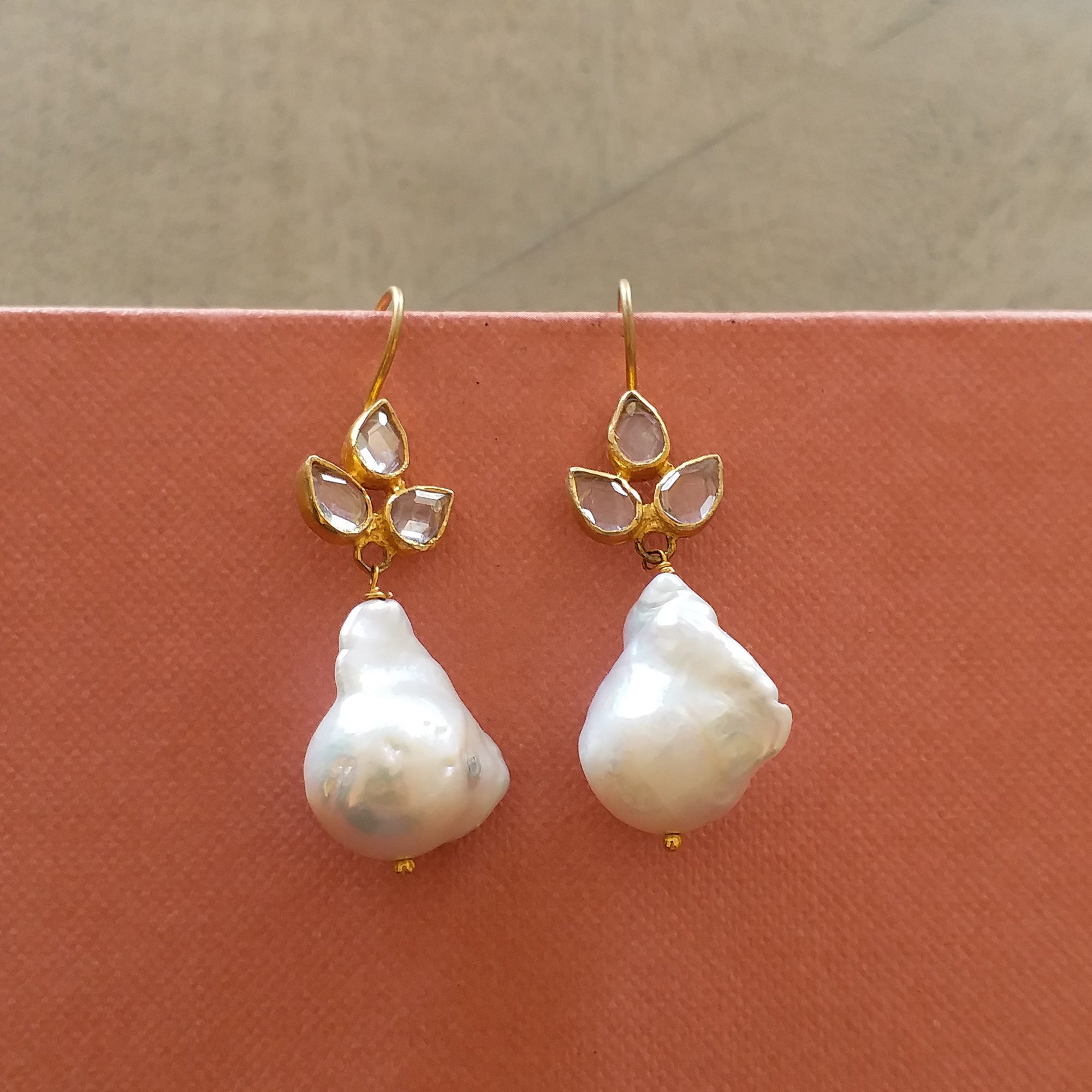 Baroque Pearl Floral Drop Earrings