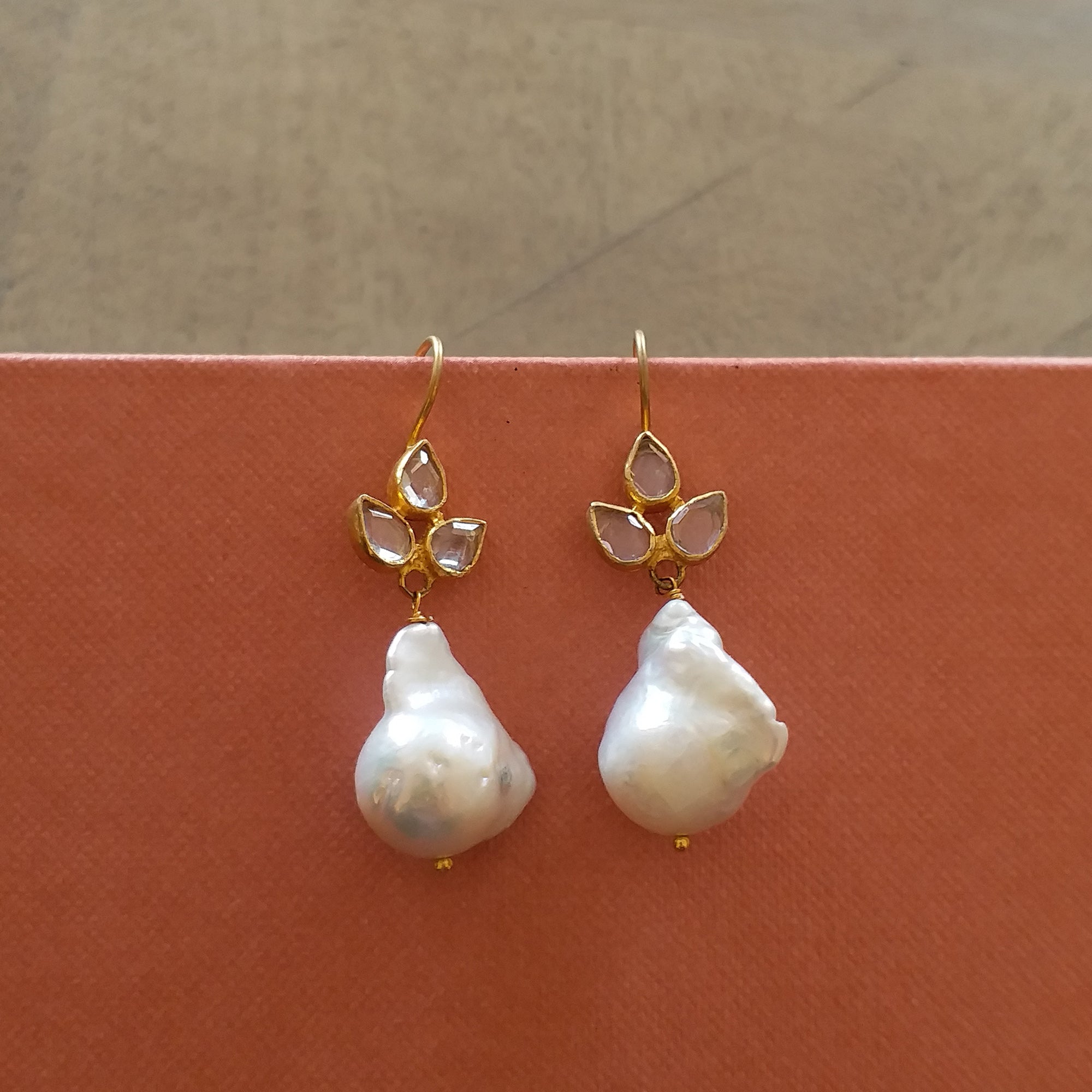 Baroque Pearl Floral Drop Earrings