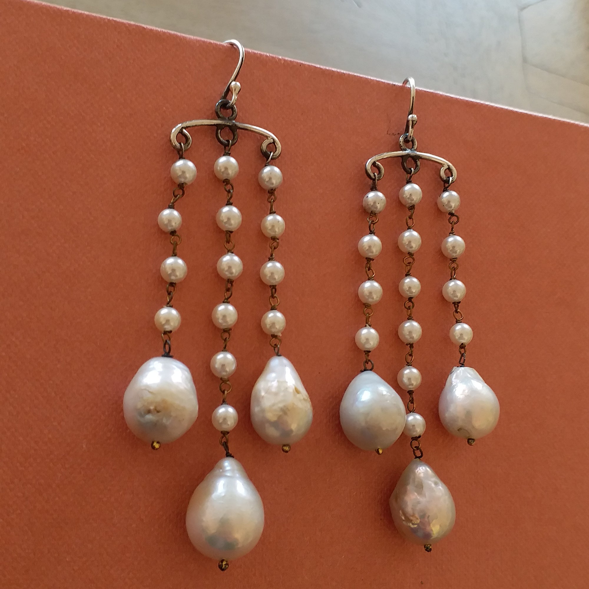 Chandelier Pearl Silver Earrings