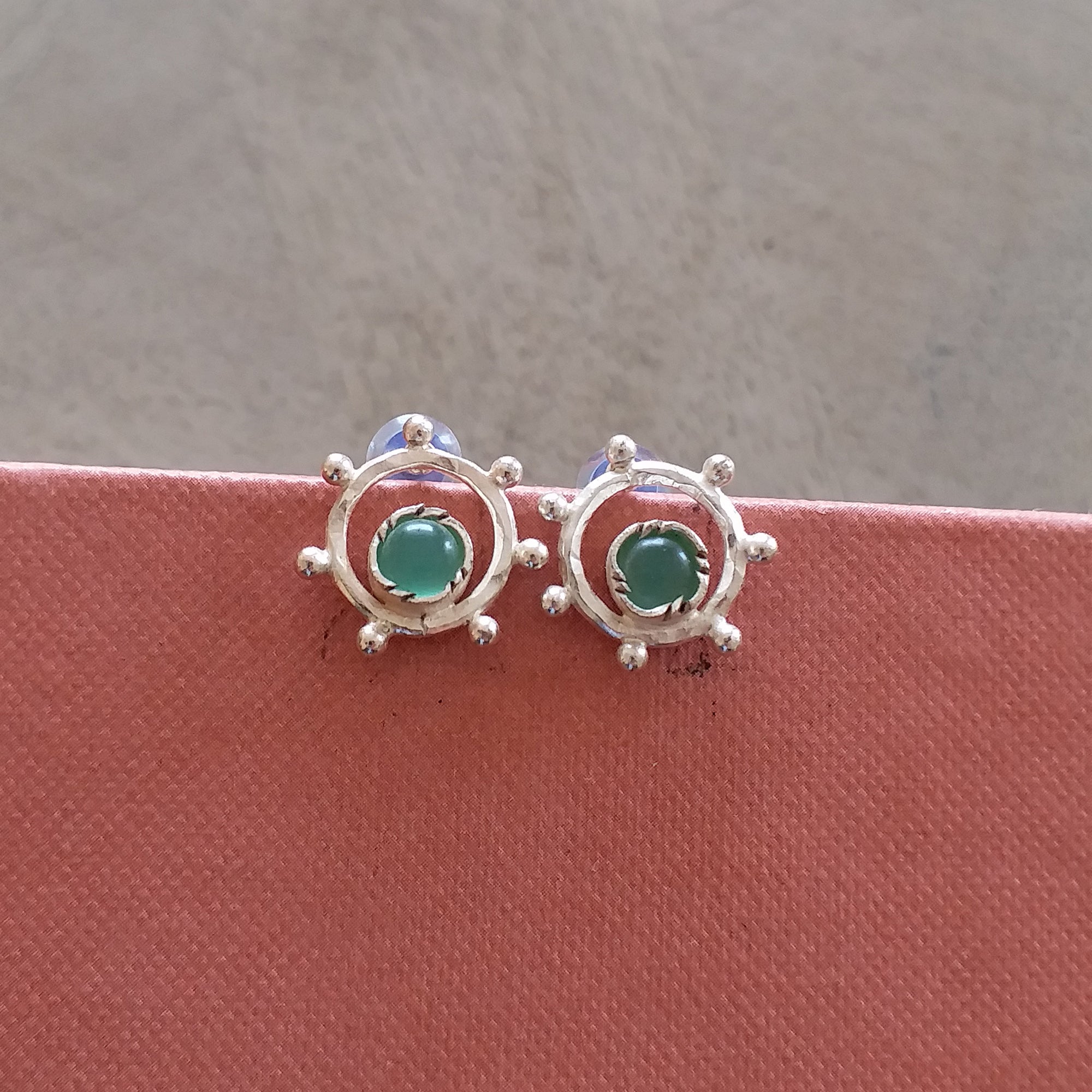 Gemstone Silver Minimalist Unisex Studs