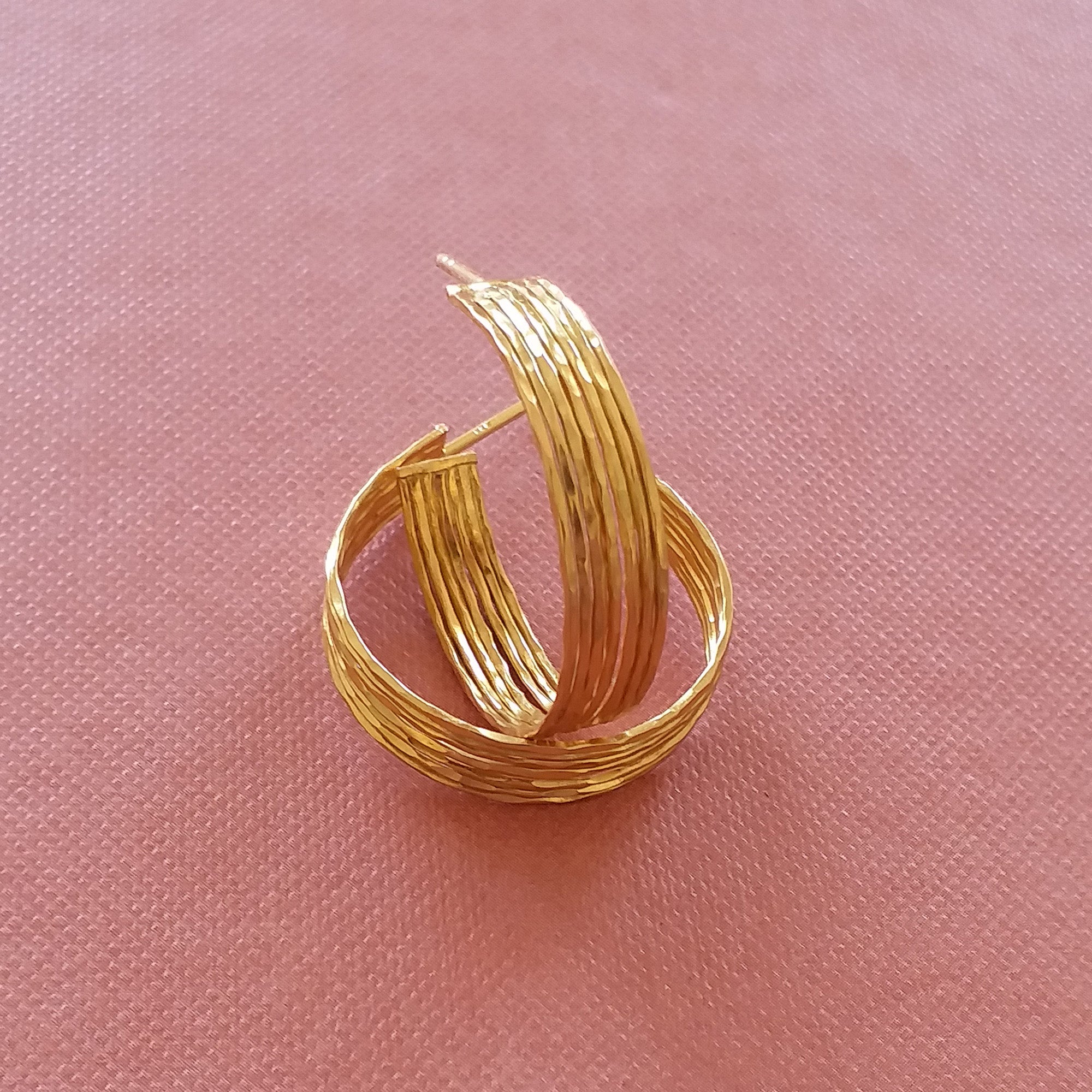 Yellow Vermeil Hammered Half Hoop Earrings