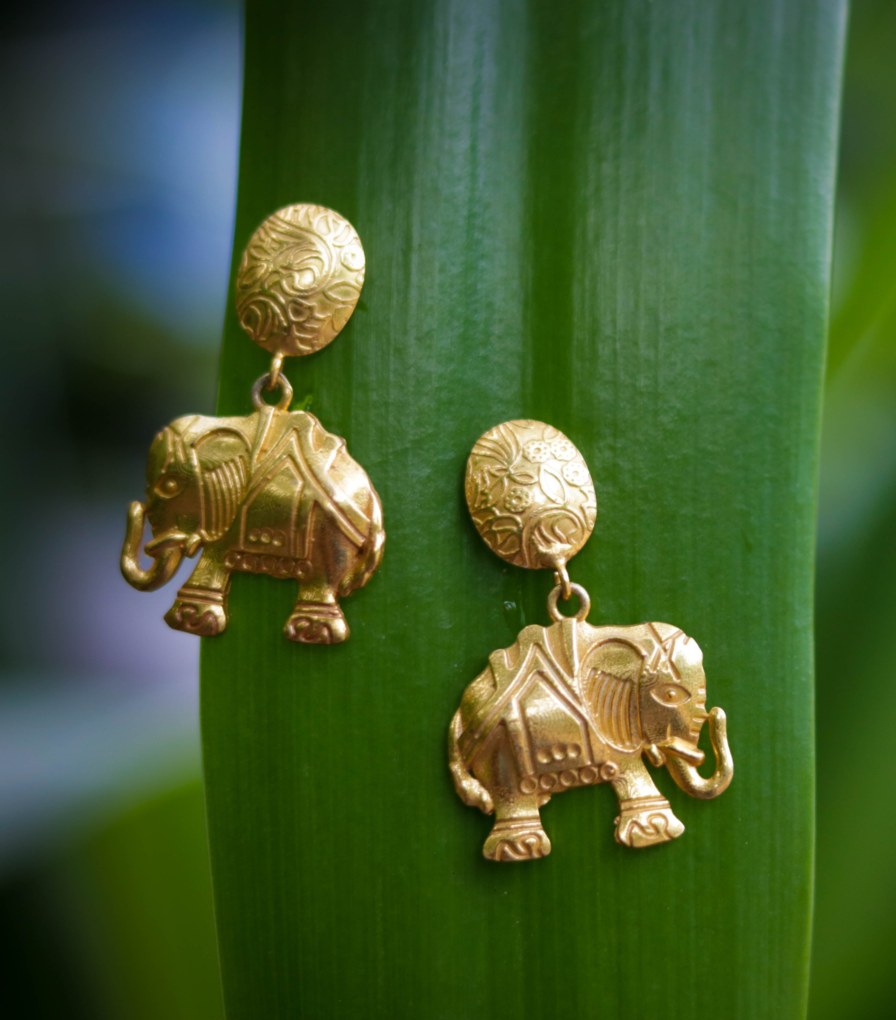 Gold Filled Silver Elephant Earrings