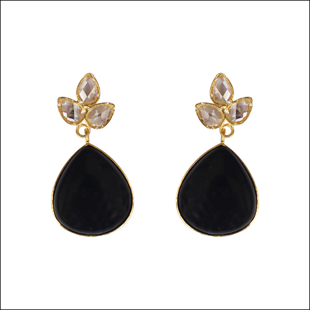 Black Onyx Gemstone Drop Earrings