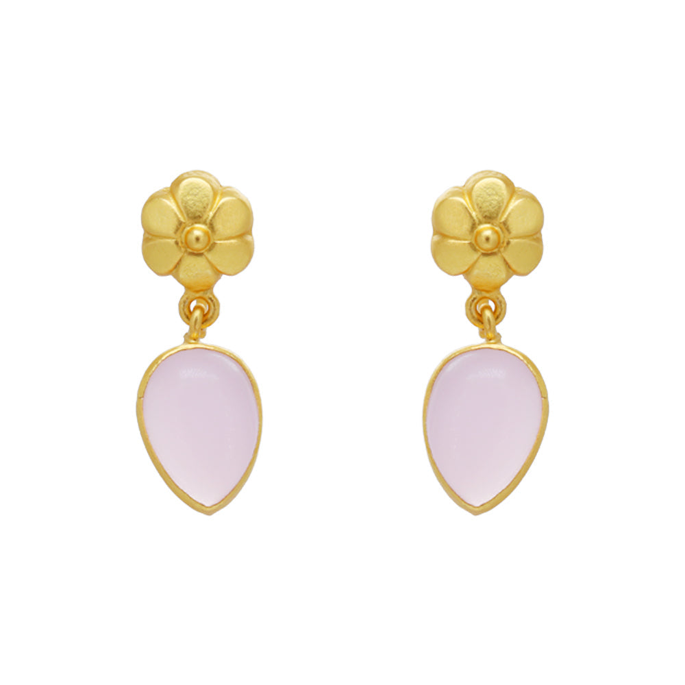 Pink Chalcedony Gold Filled Earrings