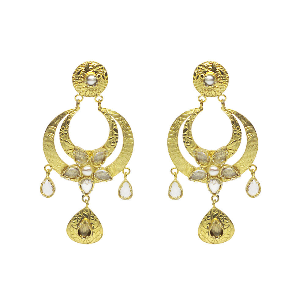 Designer Textured Ethnic Chand hoops