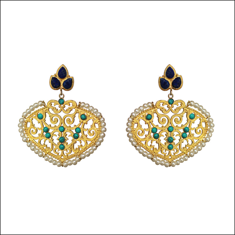 Gemstone Filigree Ethnic Earrings