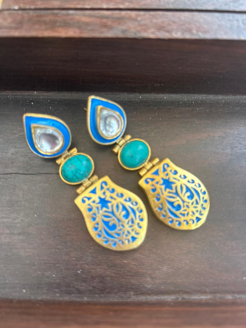 Jaali Paan enamel earrings
