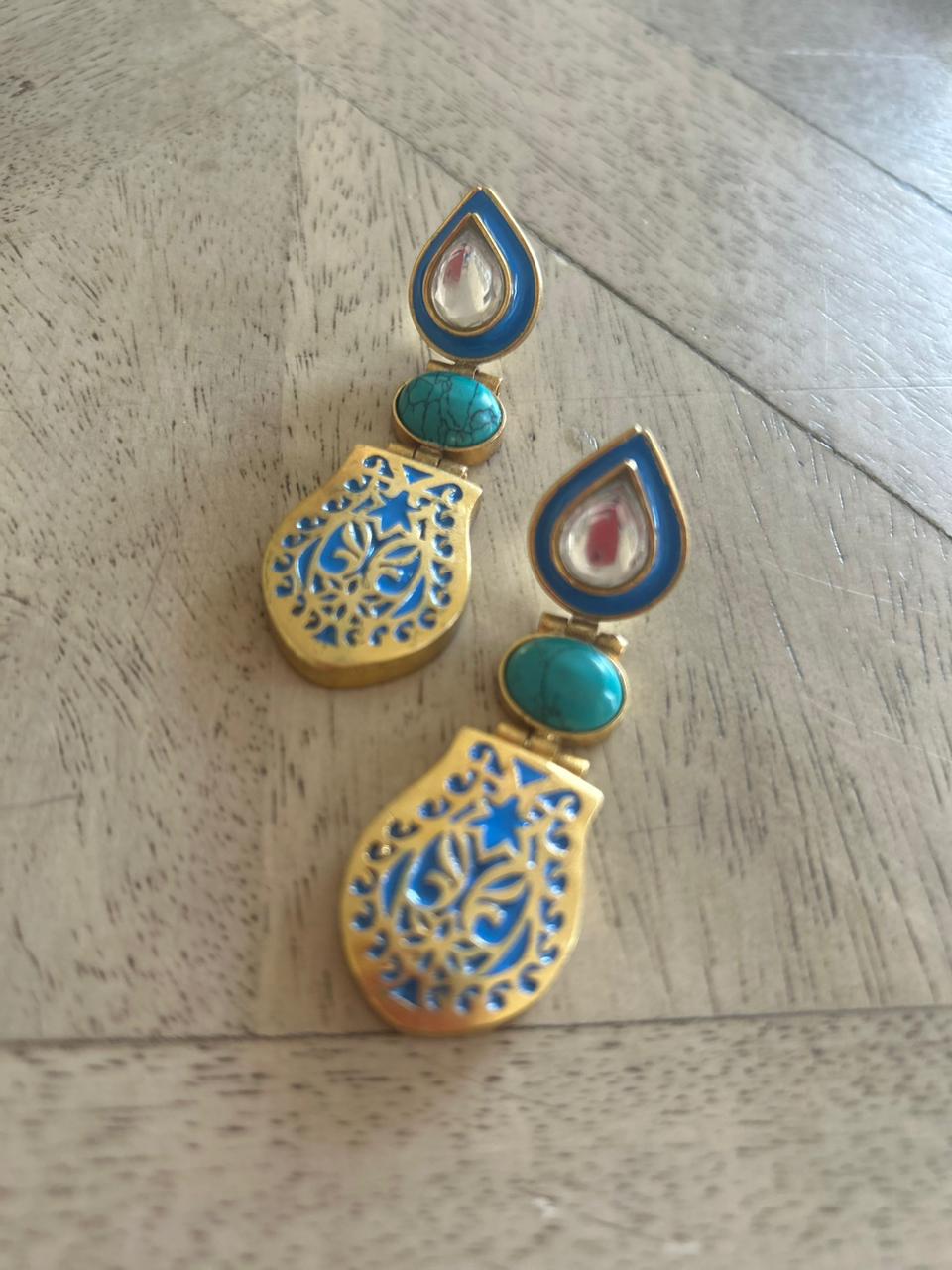 Jaali Paan enamel earrings