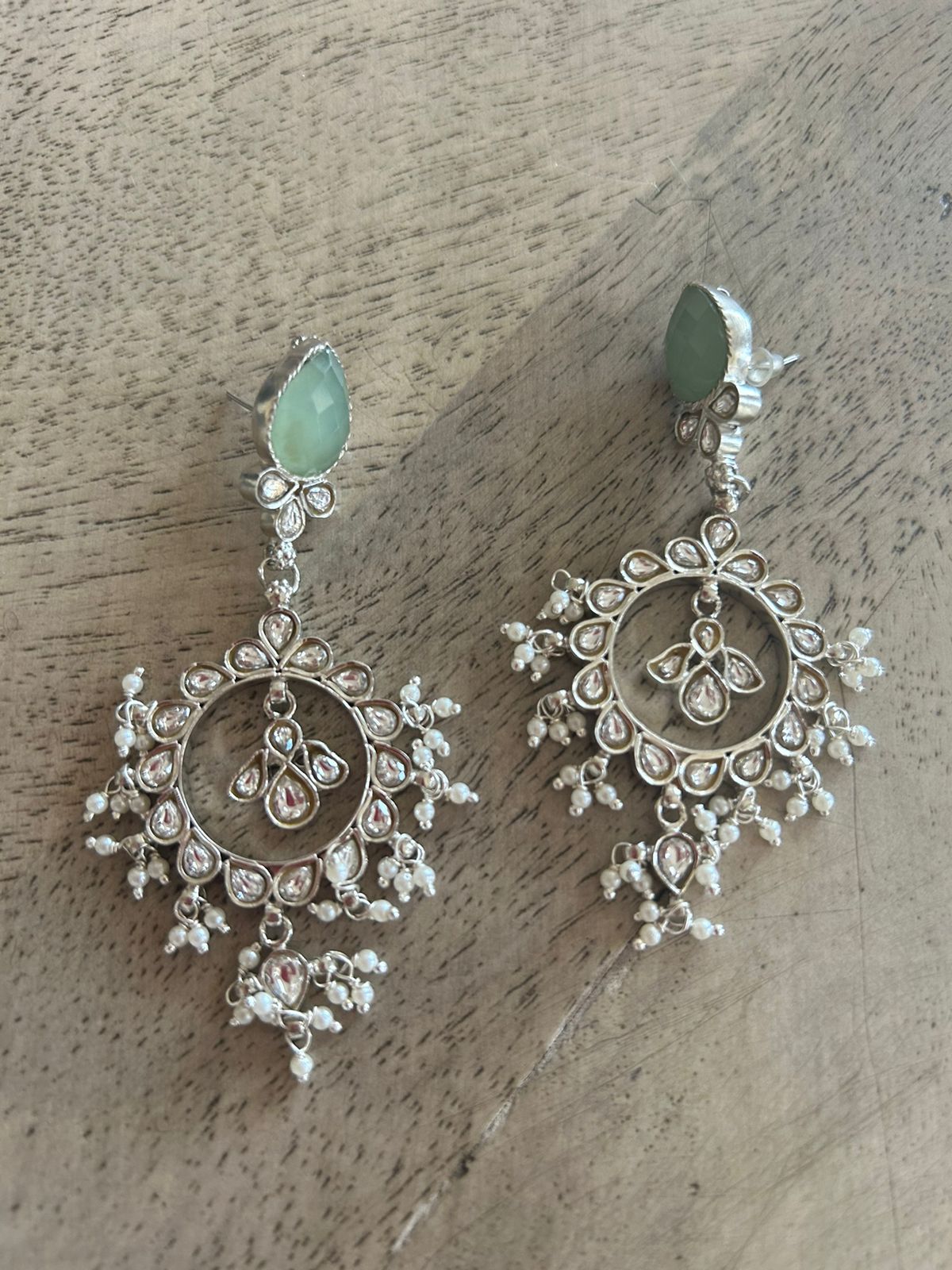 Sterling silver with faceted grapes aventurine, billor Polki and pearls