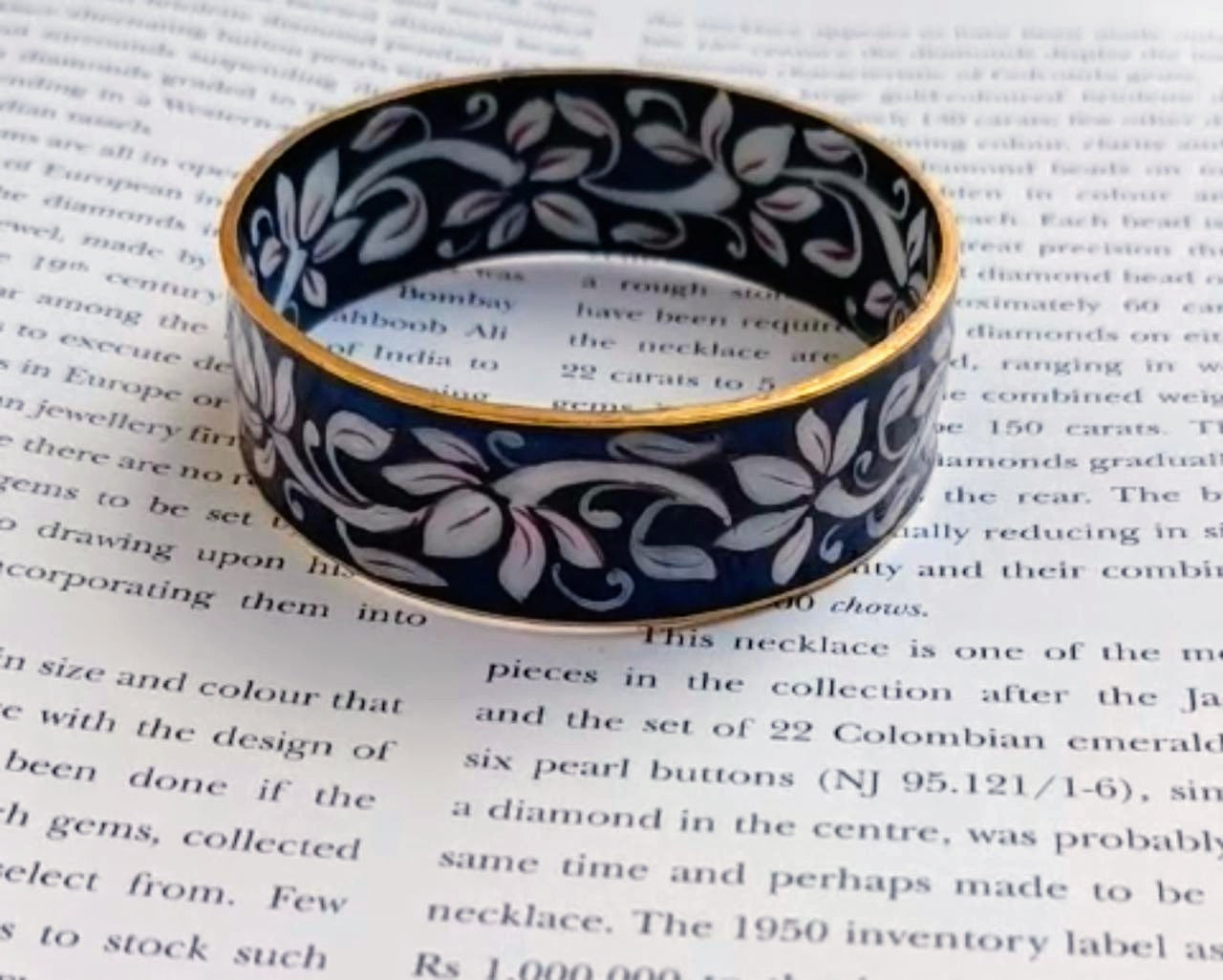Blue and white hand painted bangles in sterling silver