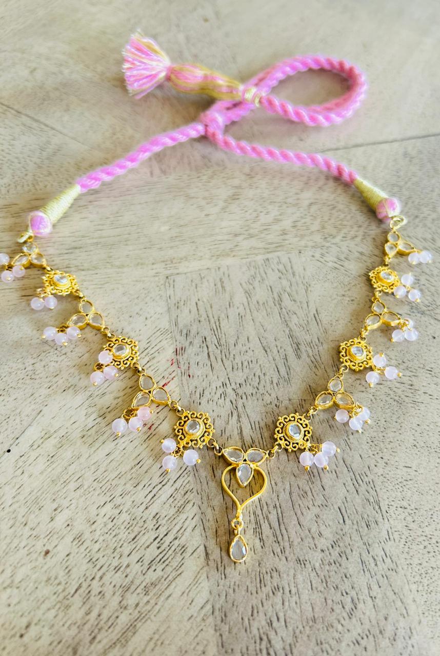 Suhana Gulabi choker, Sterling silver necklace with 1 micron 18 k gold plating