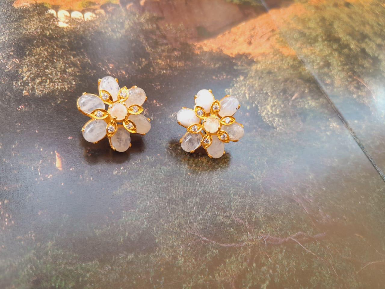 Moonstone earrings set in sterling silver