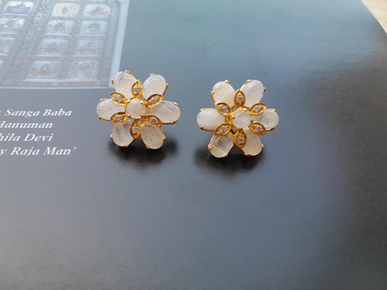 Moonstone earrings set in sterling silver