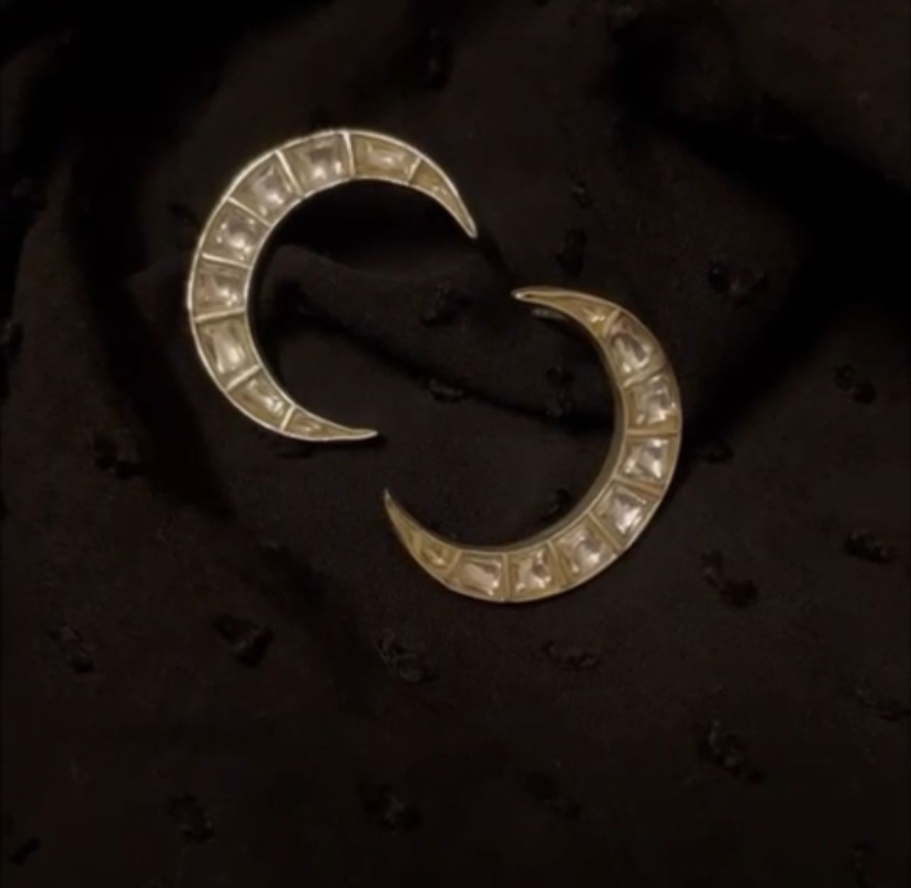 Crescent studs Sterling silver with billor Polki Push and post closure