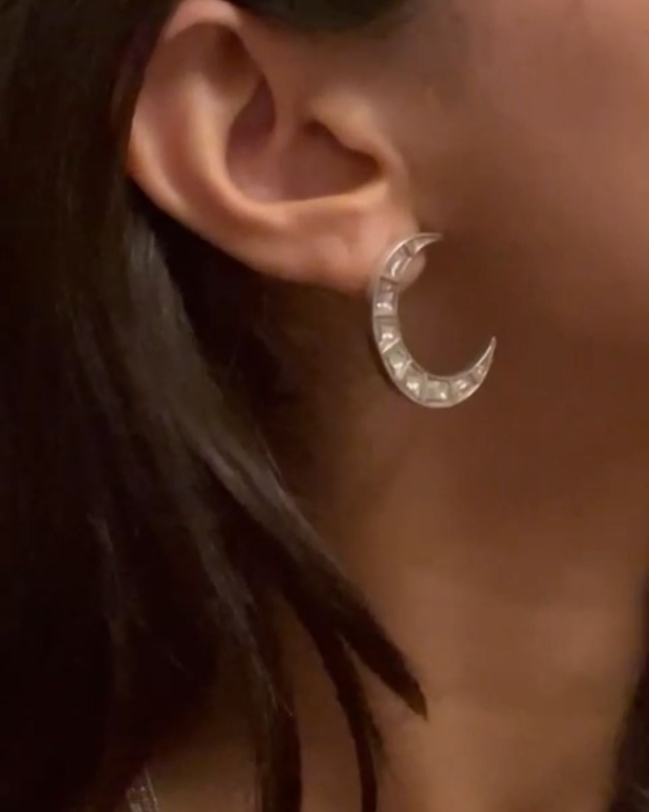 Crescent studs Sterling silver with billor Polki Push and post closure