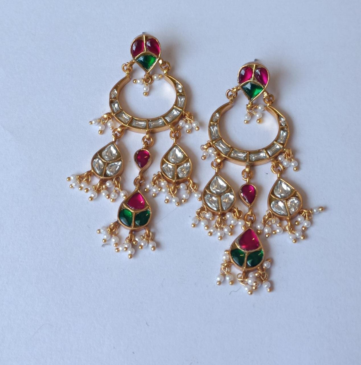 Pan chandbali Billor Polki Jadau stones with Pearls.