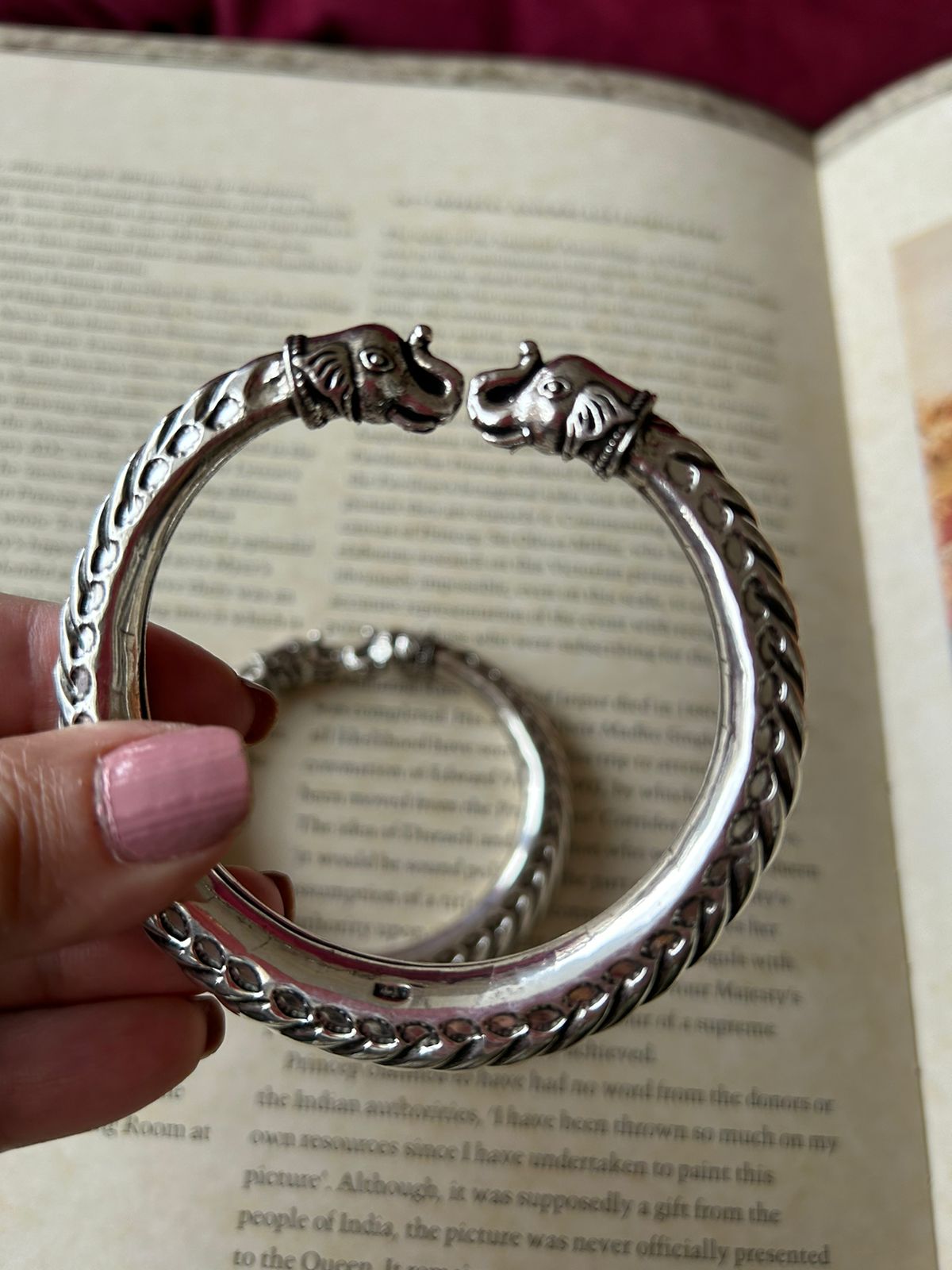 Hathi bracelets, Sterling silver with oxidised finish, Openable.