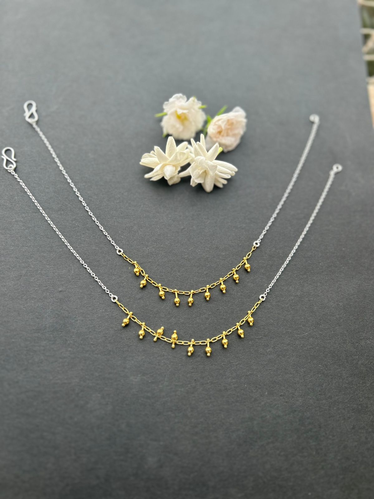 Dual tone Anklets, Silver-Gold plated.