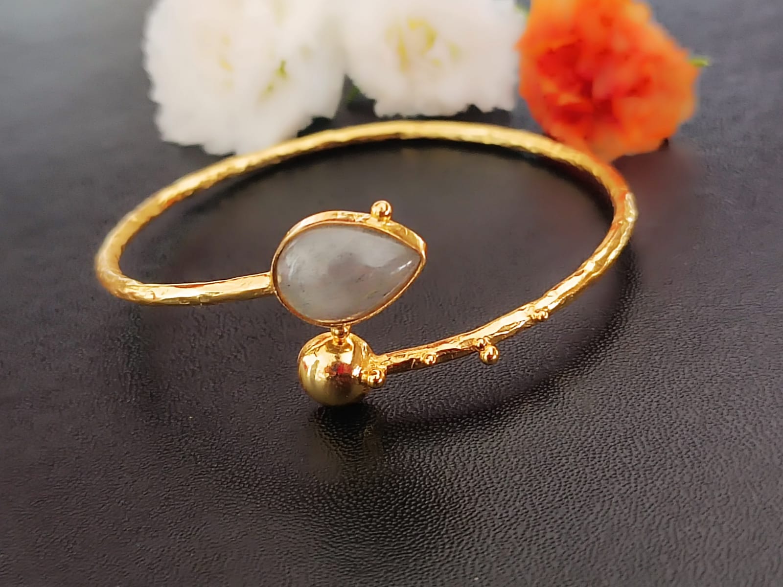 Adjustable Labradorite Bracelet, Sterling silver with 1 micron plating.