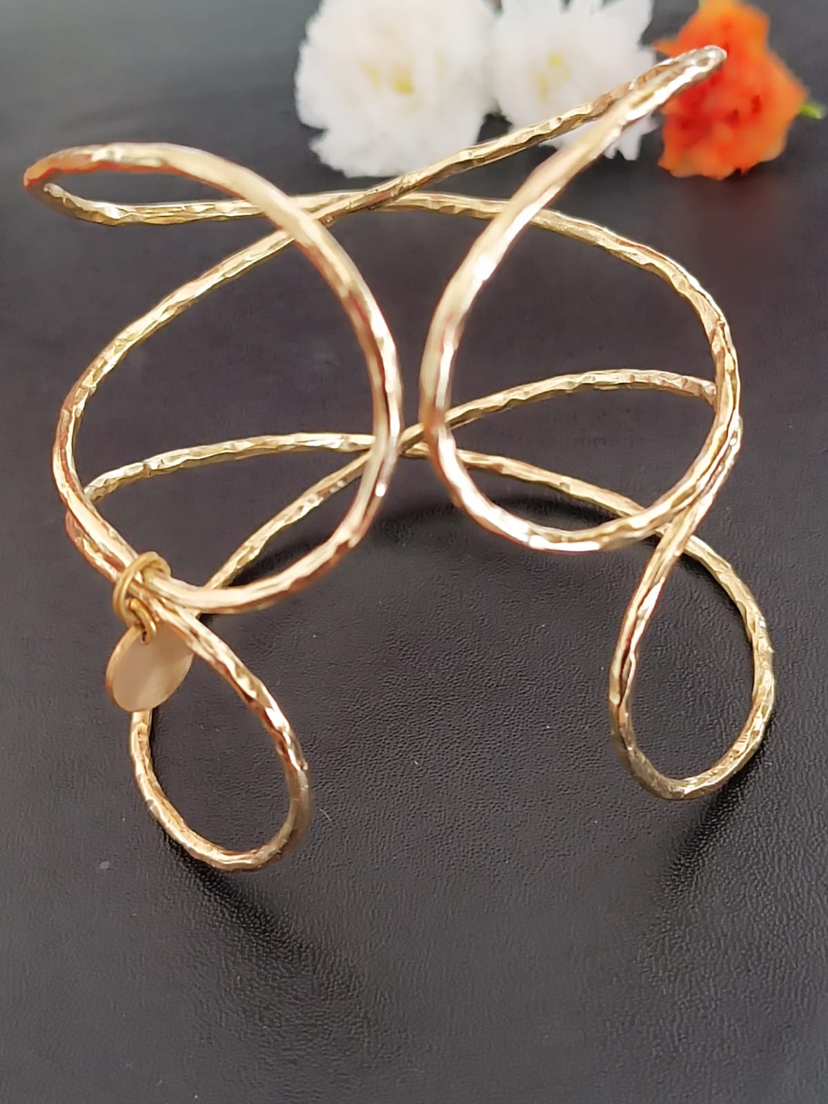 Adjustable Cuff, made in silver alloy with 1 micron gold plating.