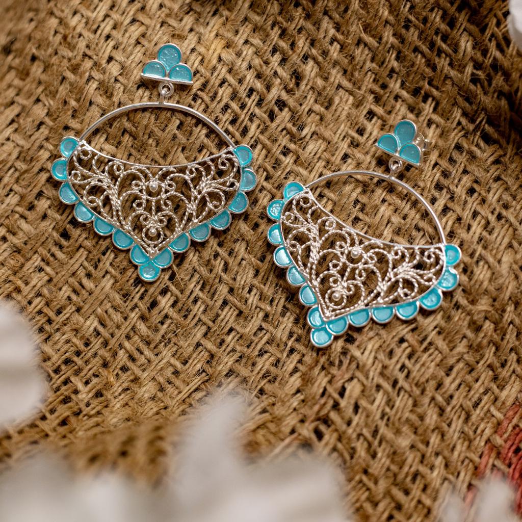 Sterling silver hoops with Enamel.