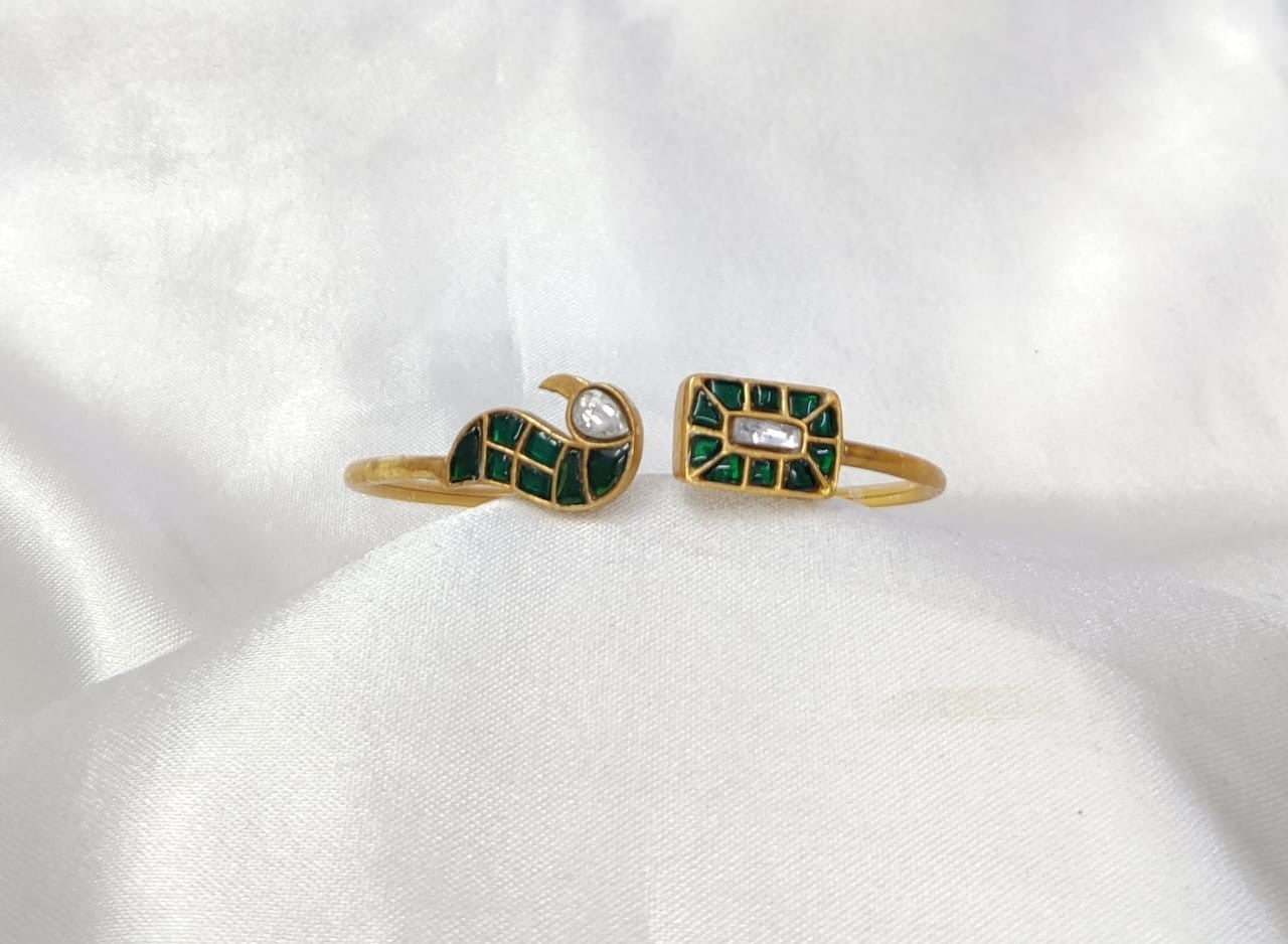 Hari Morni Jadau Bracelet with Sterling silver, Billor Polki and 24k gold Plating, adjustable.