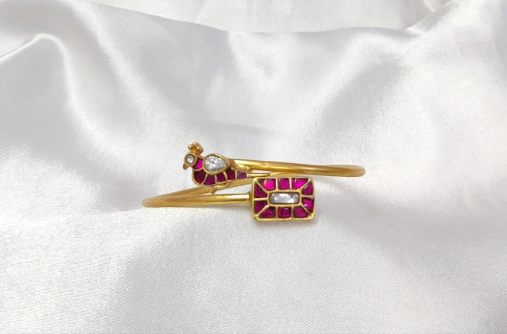 Mayuri Gehena, Jadau Bracelets with Sterling silver and Billor Polki. 24 k gold plating, adjustable.