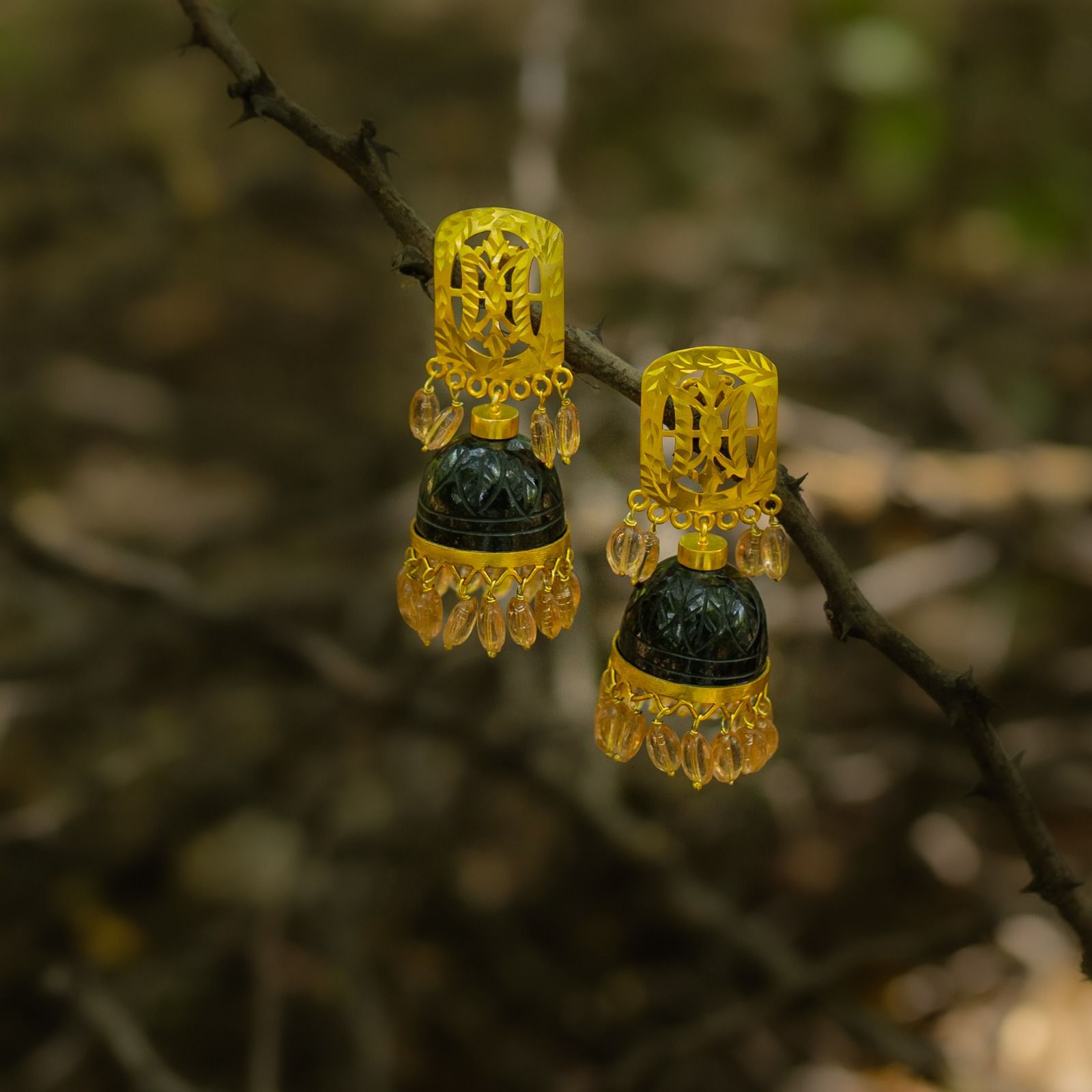 Green Onyx Stone Jhumka