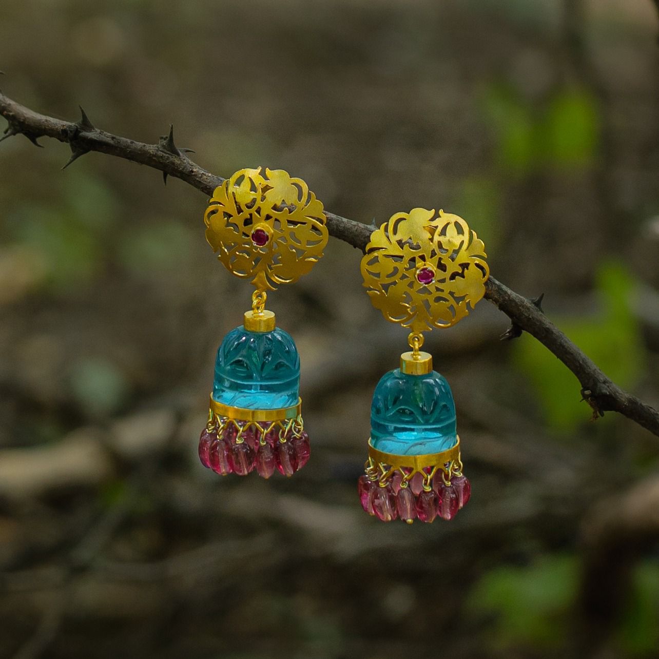 Blue quartz Stone Jhumka