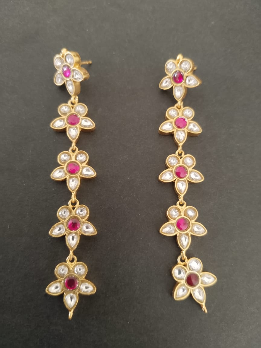 Phool chain Jadau earrings
Sterling silver earrings with 24 karat gold plating.