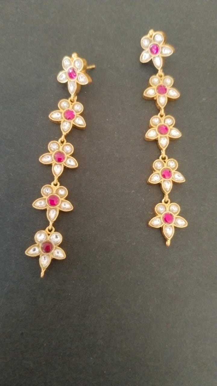 Phool chain Jadau earrings
Sterling silver earrings with 24 karat gold plating.