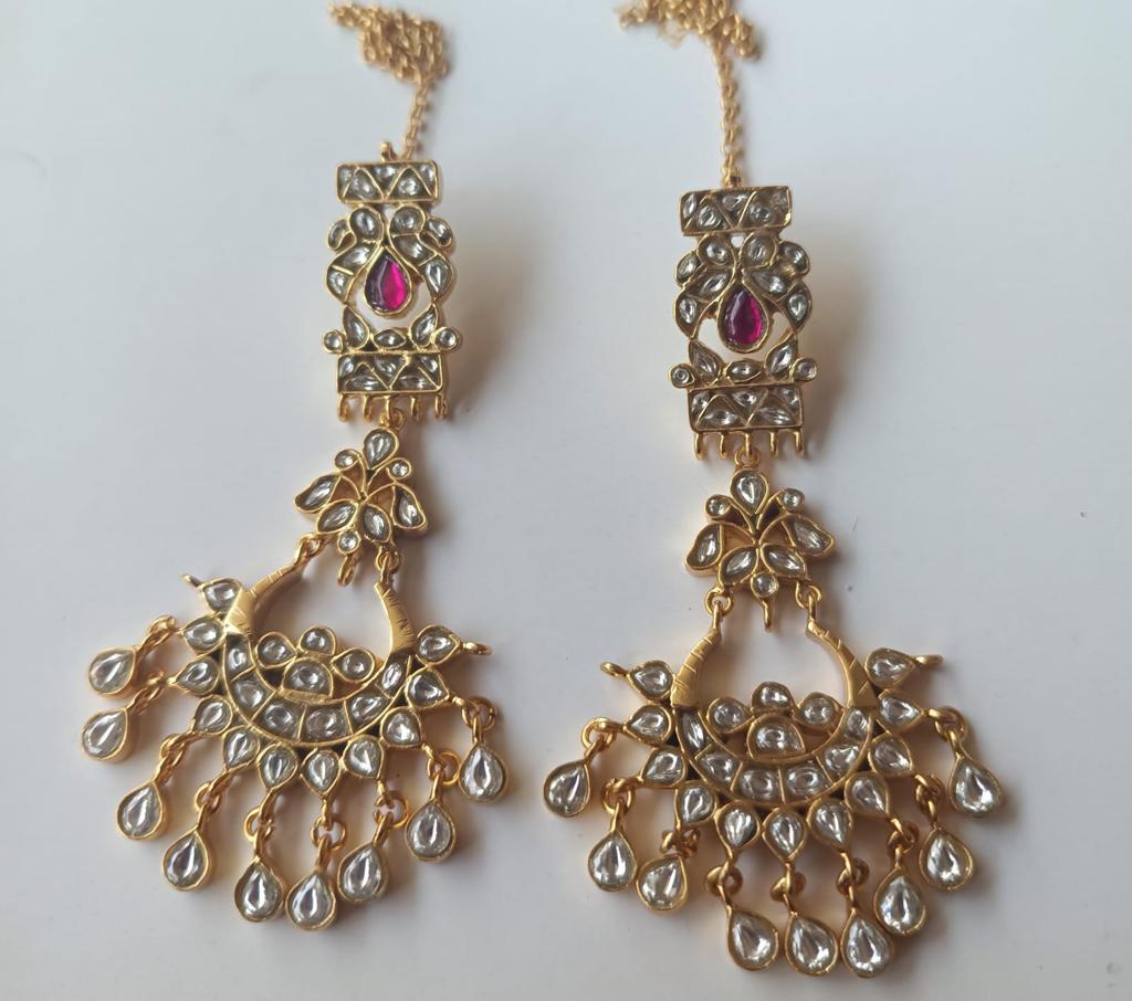 Chandbali Kanautis in Sterling Silver with Billor Polki.