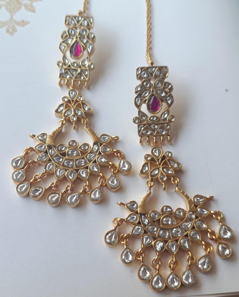 Chandbali Kanautis in Sterling Silver with Billor Polki.