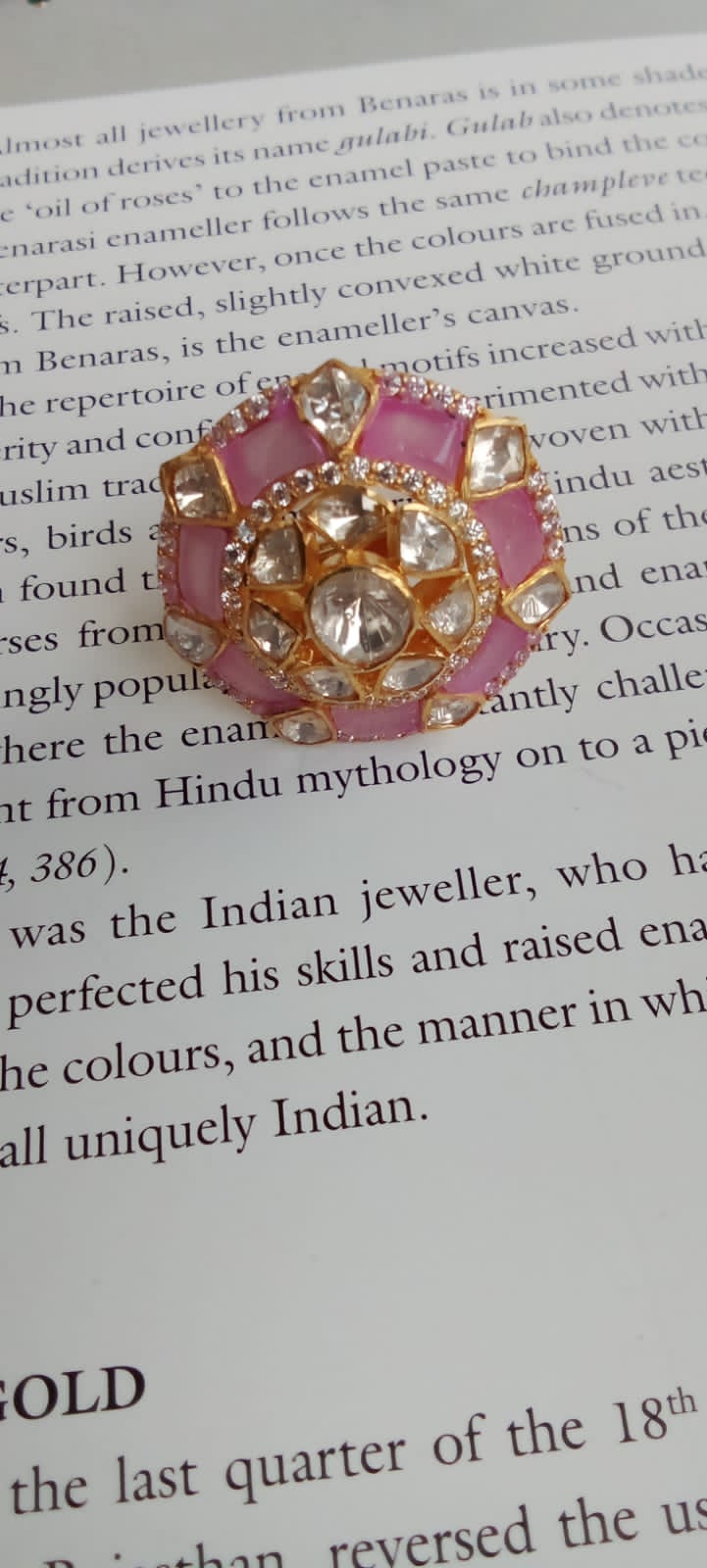 Gold plated Moissanite colour stones ring.